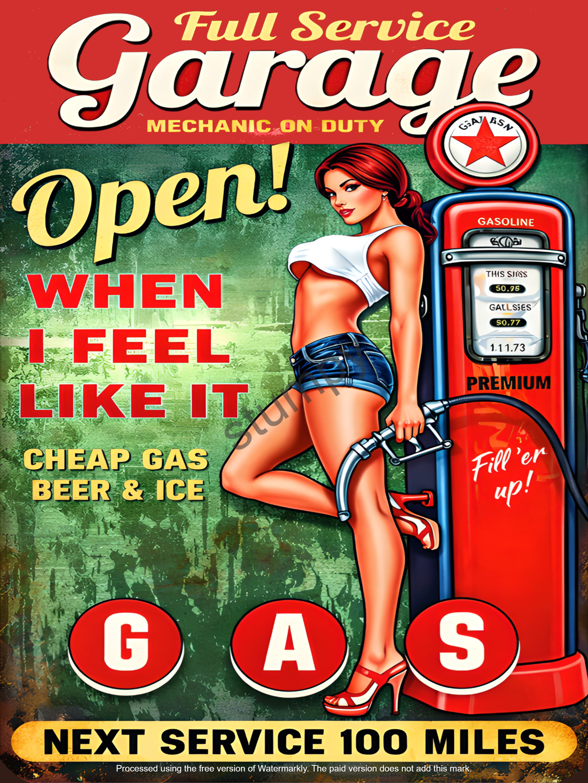 Full Service Garage Open when I feel like it  Metal Sign 9