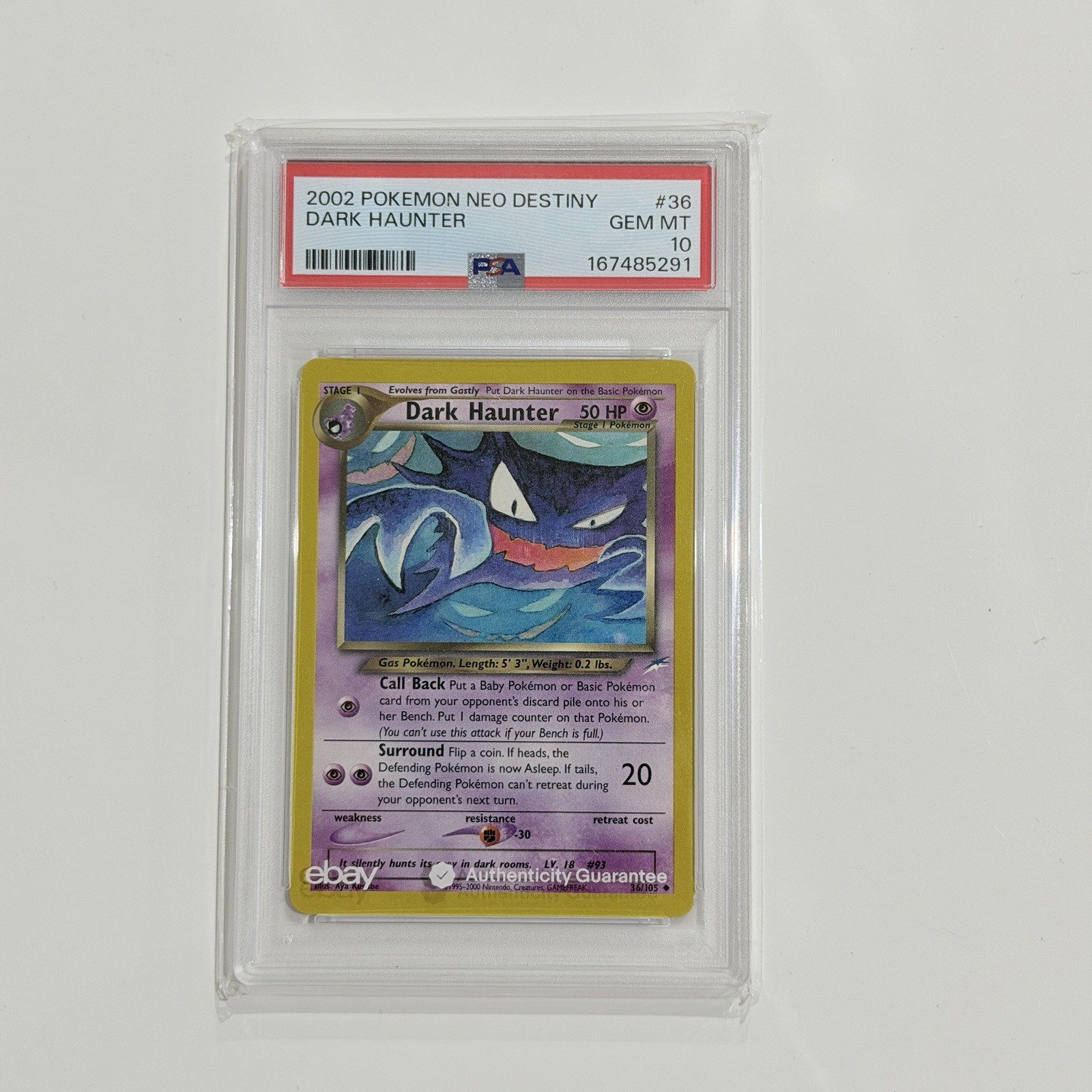 Dark Haunter 36/105 PSA 10 2002 Neo Destiny Low Pop 30 English GEM MINT