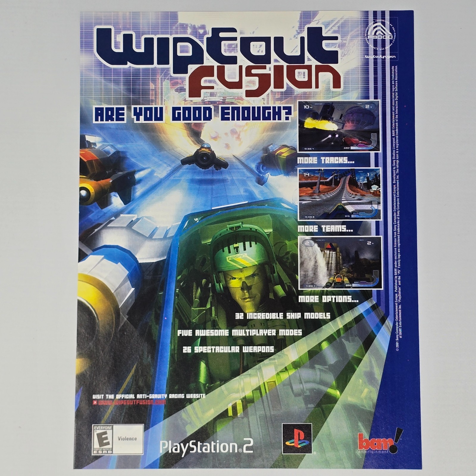Wipeout Fusion PlayStation 2 PS2 Authentic Magazine Ad
