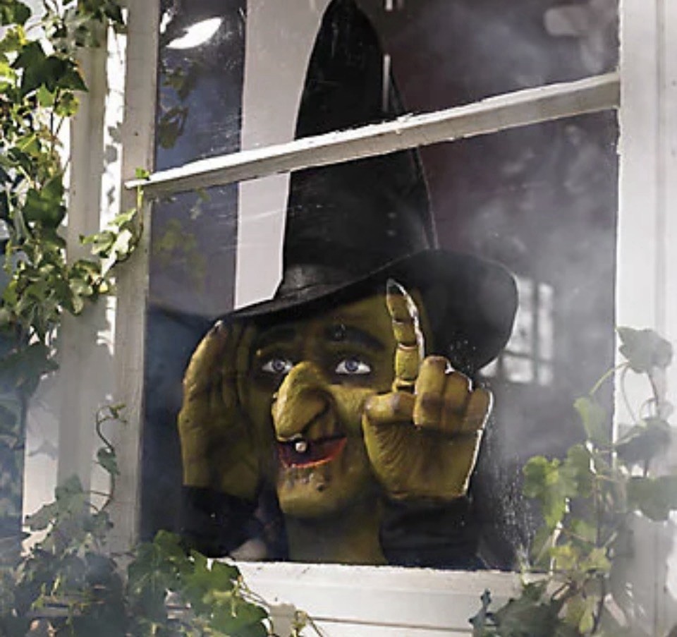 Grandin Road Frontgate Tapping Witch Suctions To Window & Taps Motion Activated