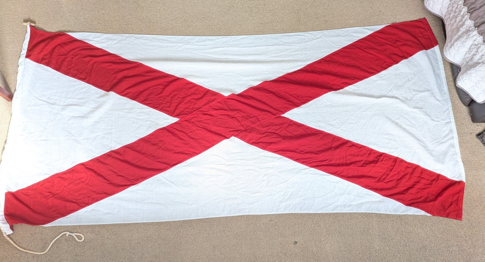 Large Vintage St Patrick\'s Linen Saltaire Flag 7ft 10 x 3ft 10 Piggotts England
