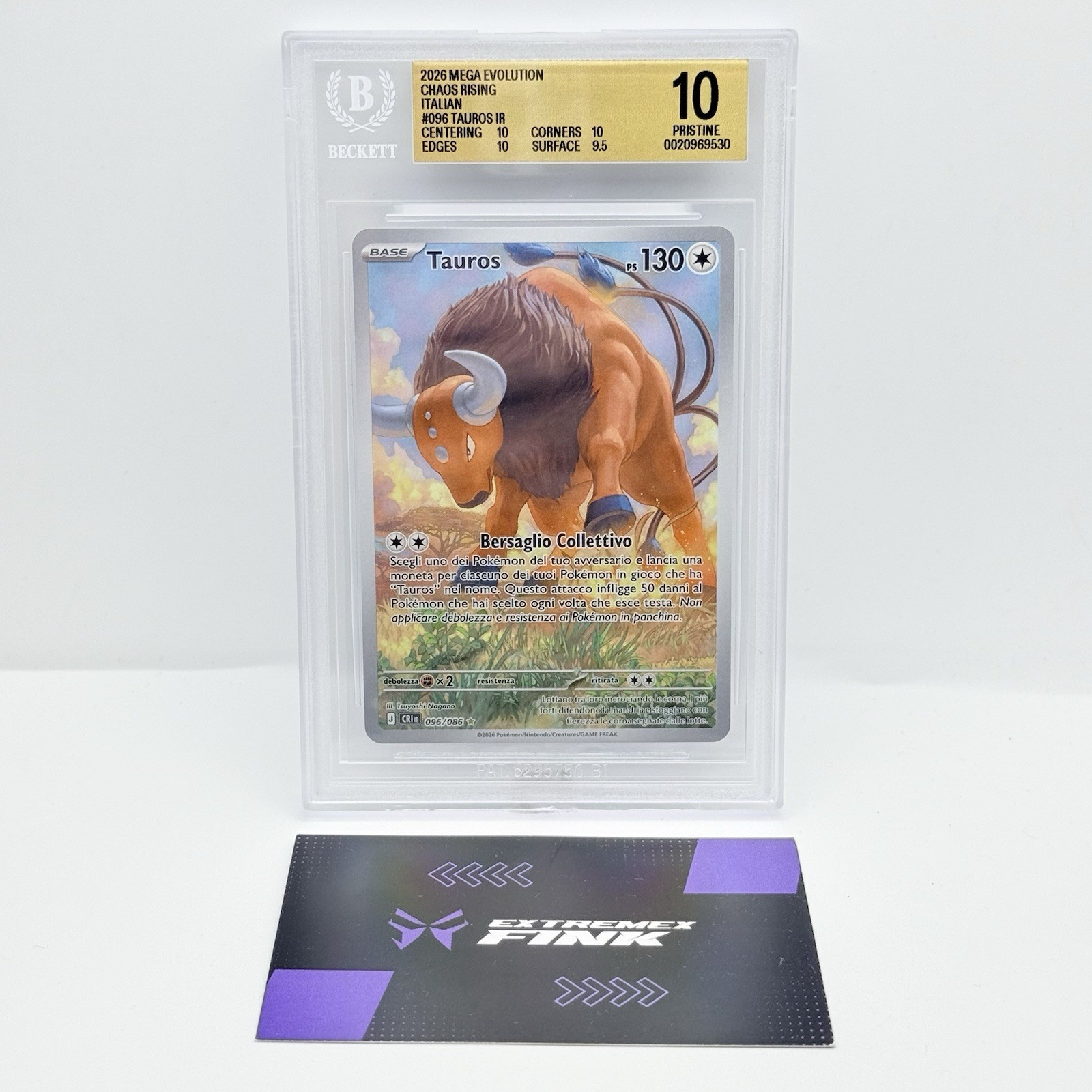 POKEMON TAUROS CARD 096/086 RISING CHAOS ITA - BGS / BECKETT 10 PRESTINE
