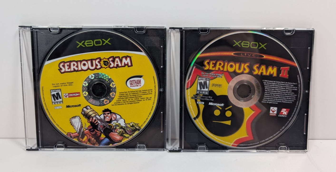 Serious Sam 1 + Serious Sam 2 Microsoft Xbox - Discs Only - Tested. Nice Cond.