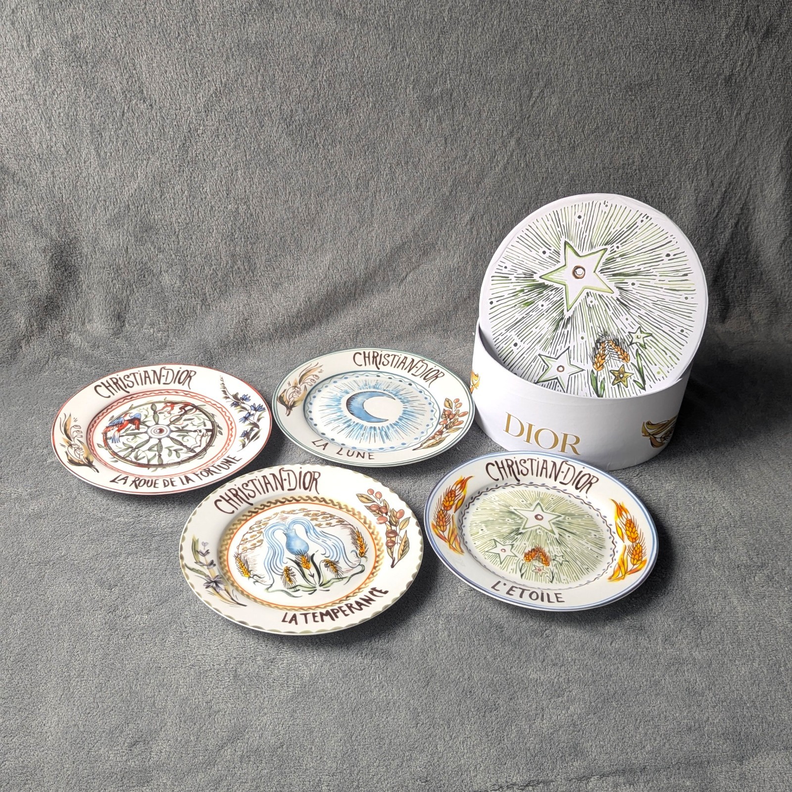 Christian Dior L'Etoile Luxury Porcelain Tarot Plates Set of 4 with Box - NEW