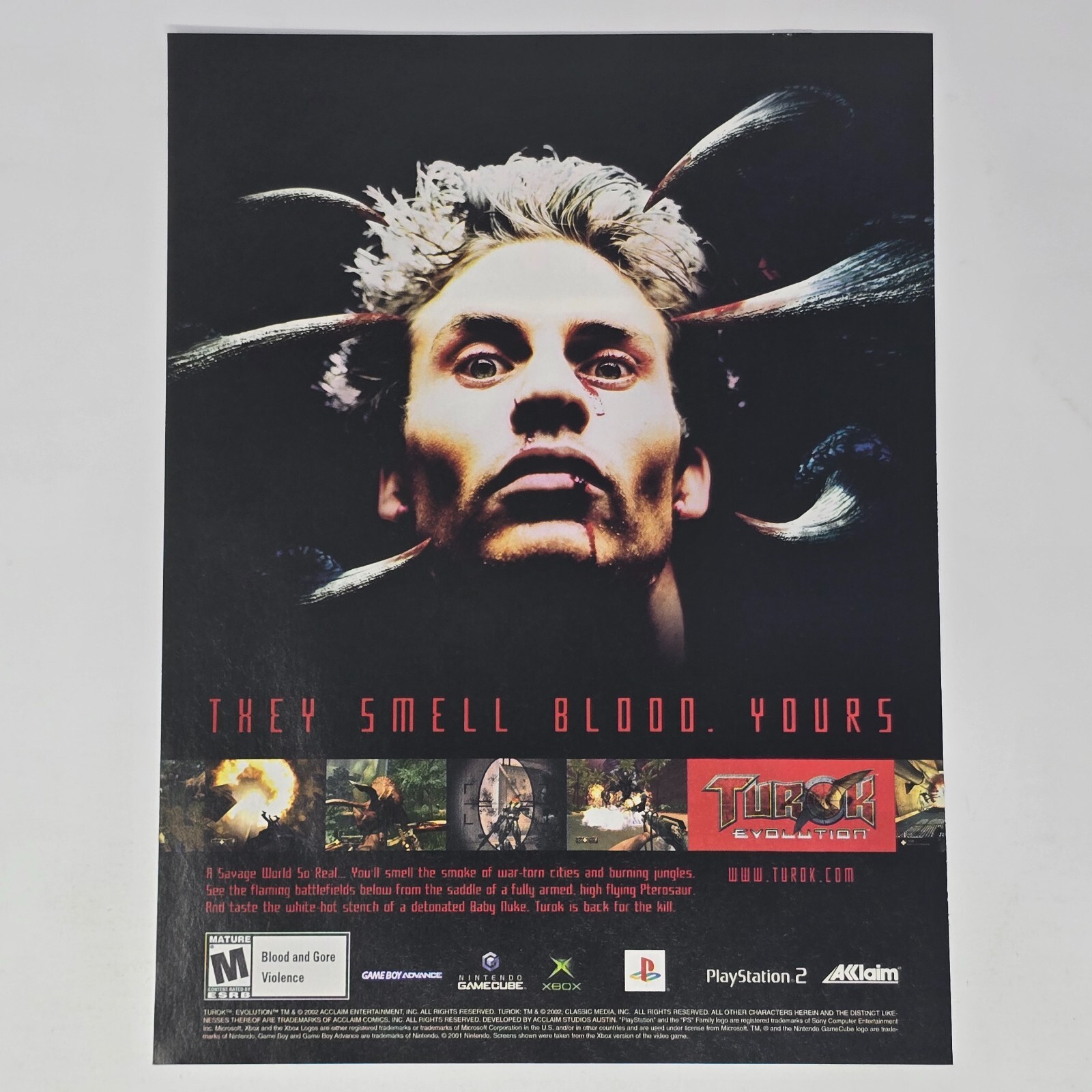 Turok Evolution GameCube Xbox PS2 GameBoy Smell Blood Print Ad/Poster Promo Art