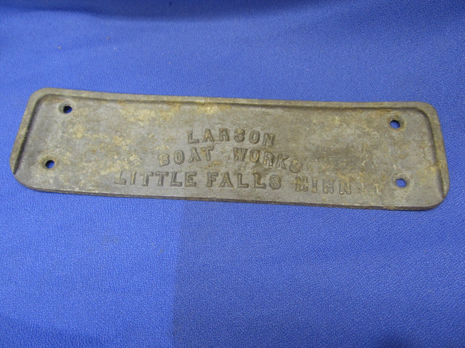 Vintage Larson Boat Works Little Falls, Minnesota Boat Plaque Name Plate Sign