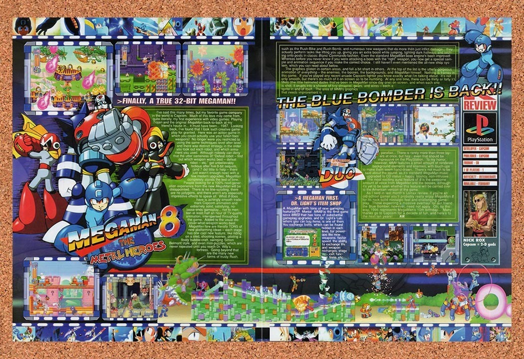 1997 Mega Man 8 The Metal Heroes PS1 Original Advertisement / Retro Promo vr1