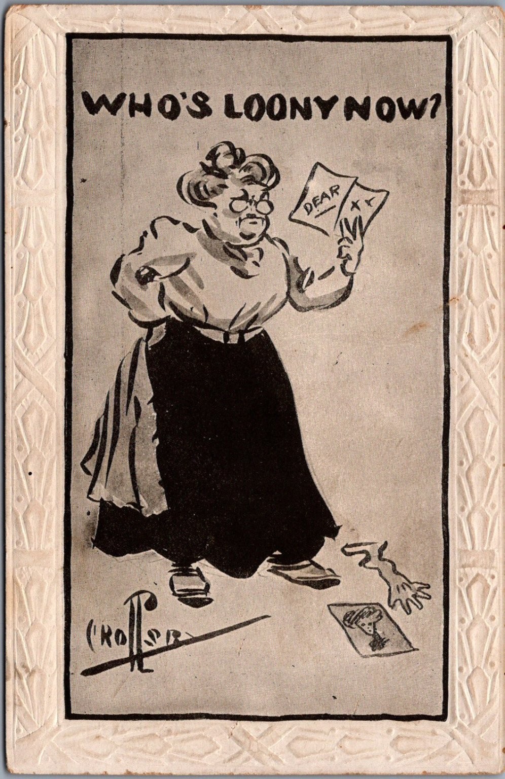 WHO\'S LOONY NOW? Vintage Comic Postcard - CROLL Signed Art