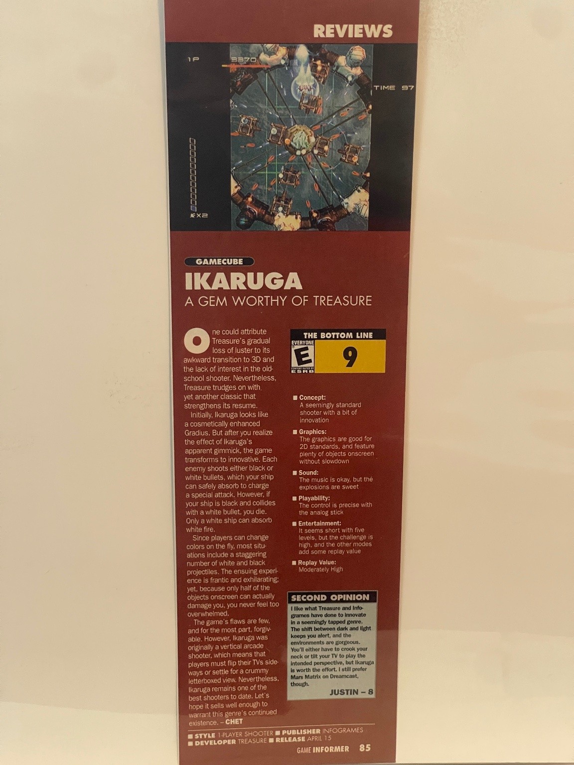 Ikaruga GameCube Video Game Review Original Magazine Cutout 2003 Rare
