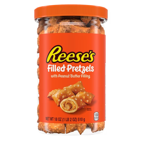 REESE\'S Peanut Butter Filled Pretzels Plastic Jar, 18 oz