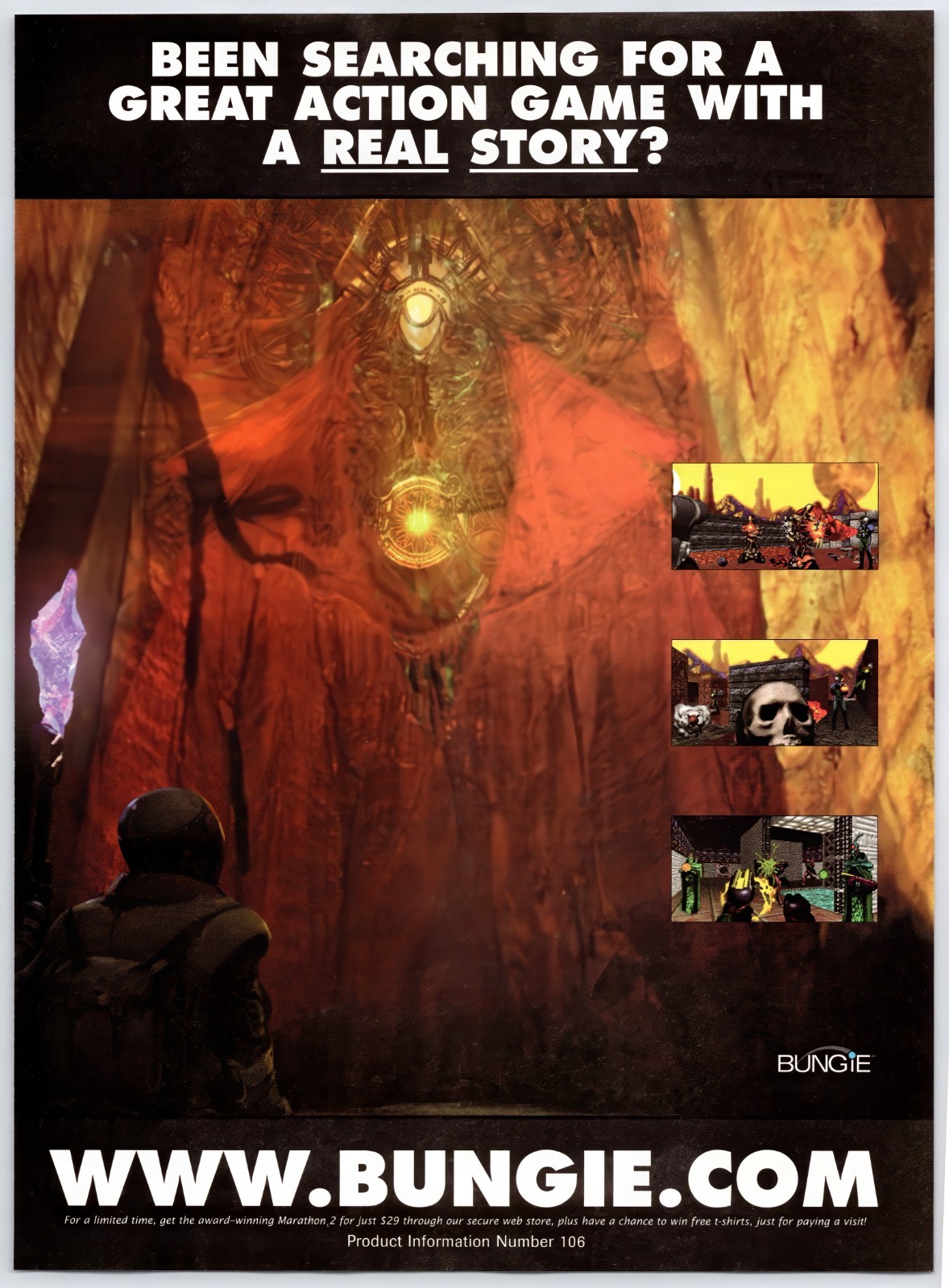 Marathon 2 Durandal - PC - Bungie - Vintage Original Print Ad/Poster Promo 1995