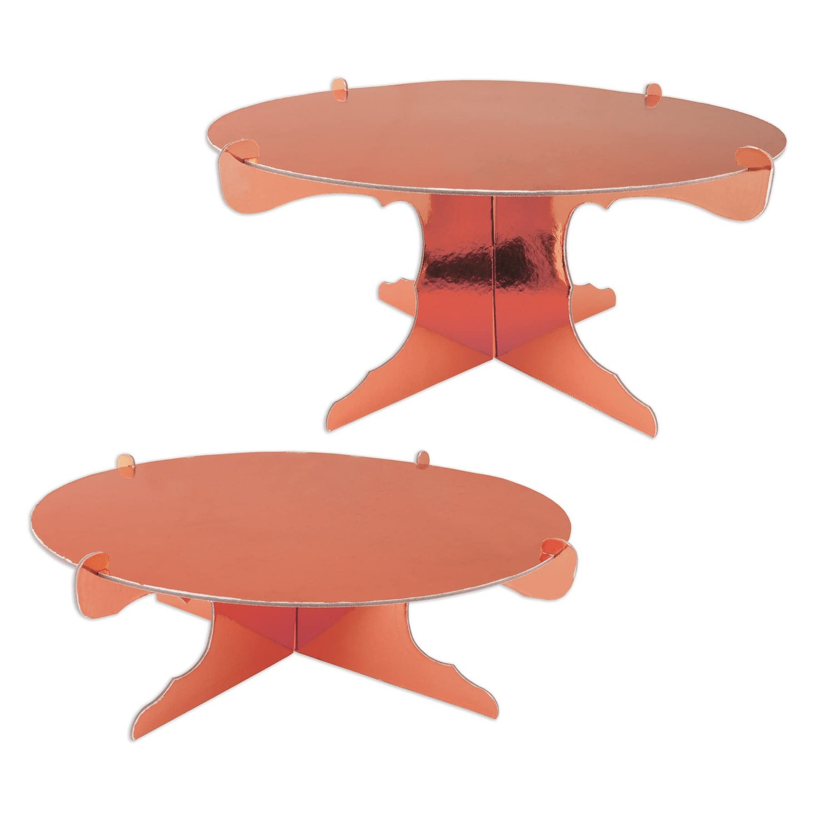 Beistle Metallic Rose Gold Round Cake Stands, 2 Piece Dessert Holders, 4 & 6 Inc