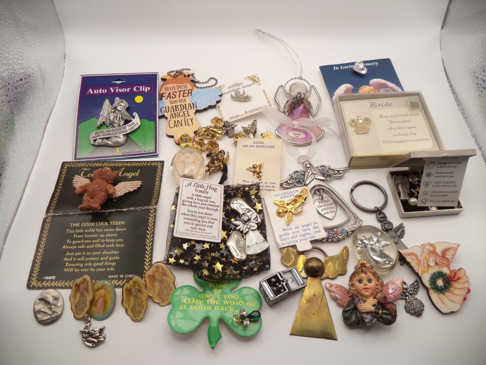 Vintage Guardian Angel Collectible Lot of 22 - Ganz Comco Visor Clip Pins Token