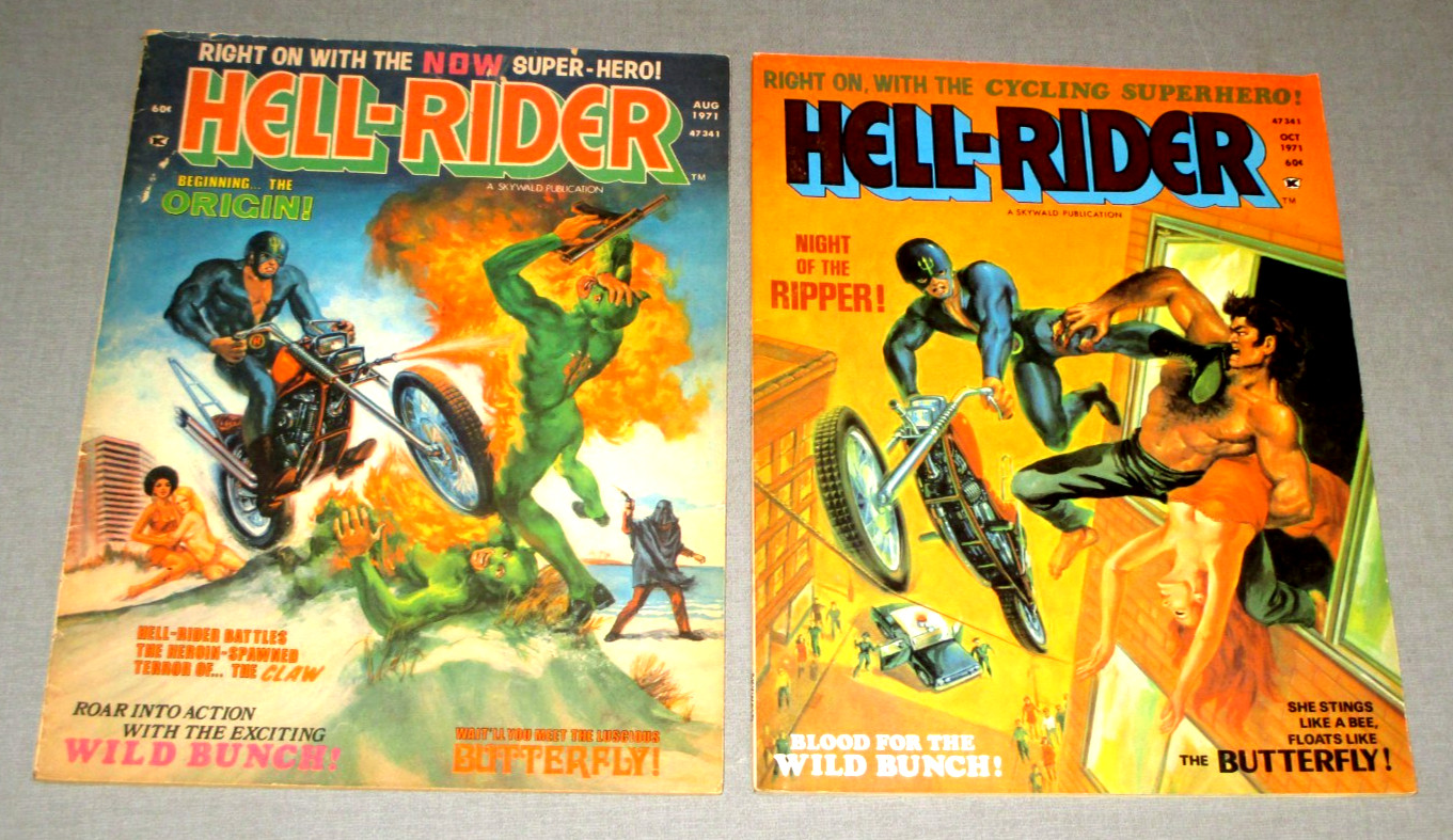 1971- SKYWARD COMICS- HELL-RIDER #1  #2- GHOST RIDER PROTOTYPE-1ST APP BUTTERFLY