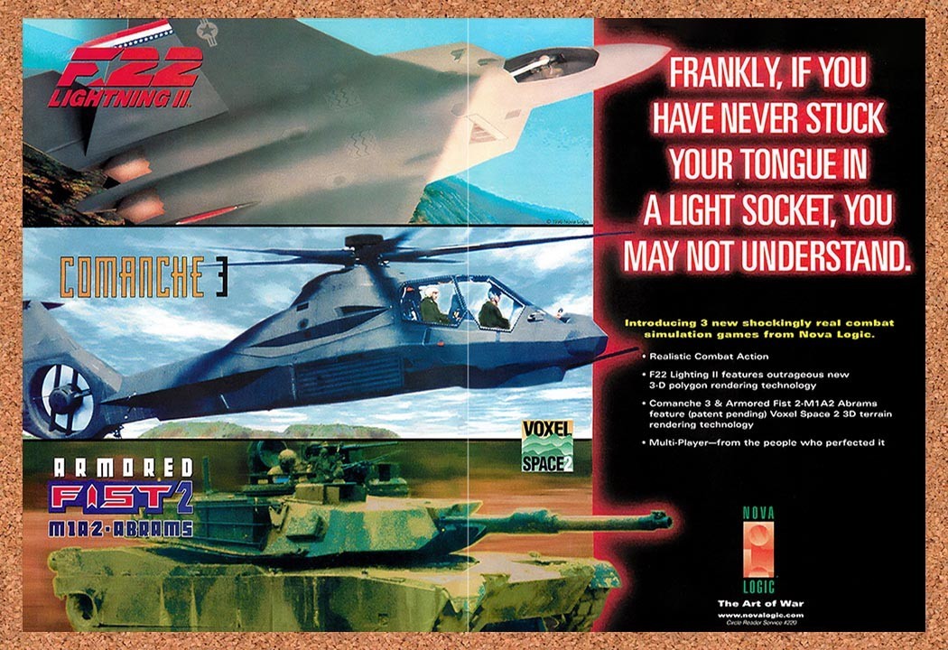 1996 Novalogic PC Games Comanche F-22 Original Advertisement / Retro Promo v1