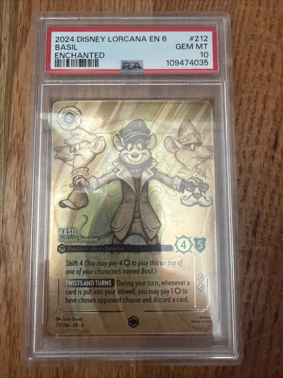 Disney Lorcana 2024 en 6 Enchanted Basil Card #212 PSA 10 Gem Mint