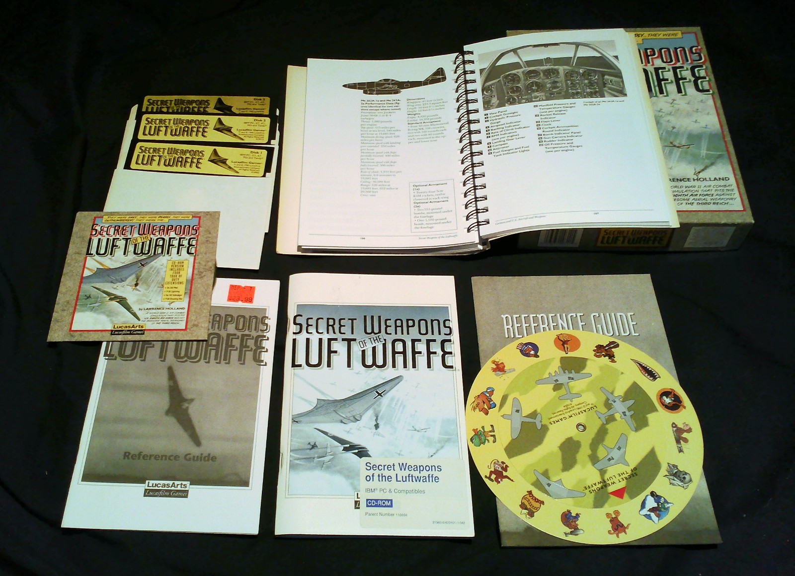 Secret Weapons of The Luftwaffe Big Box PC 1990 Lucasarts  - CD & 5.25 disks
