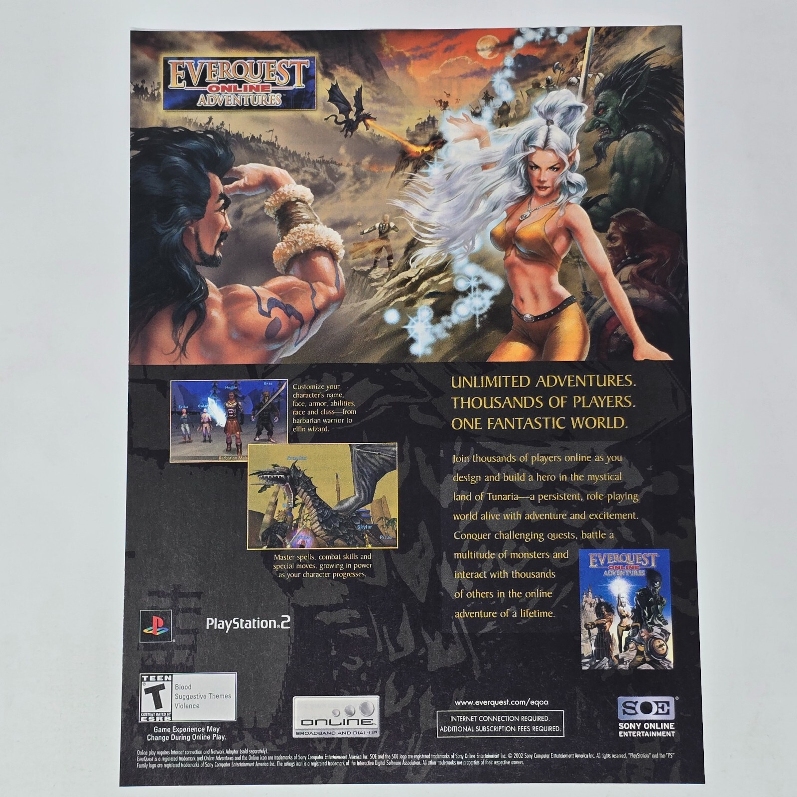 Everquest Online Adventures PlayStation 2 PS2 Fantastic Print Ad/Poster Art