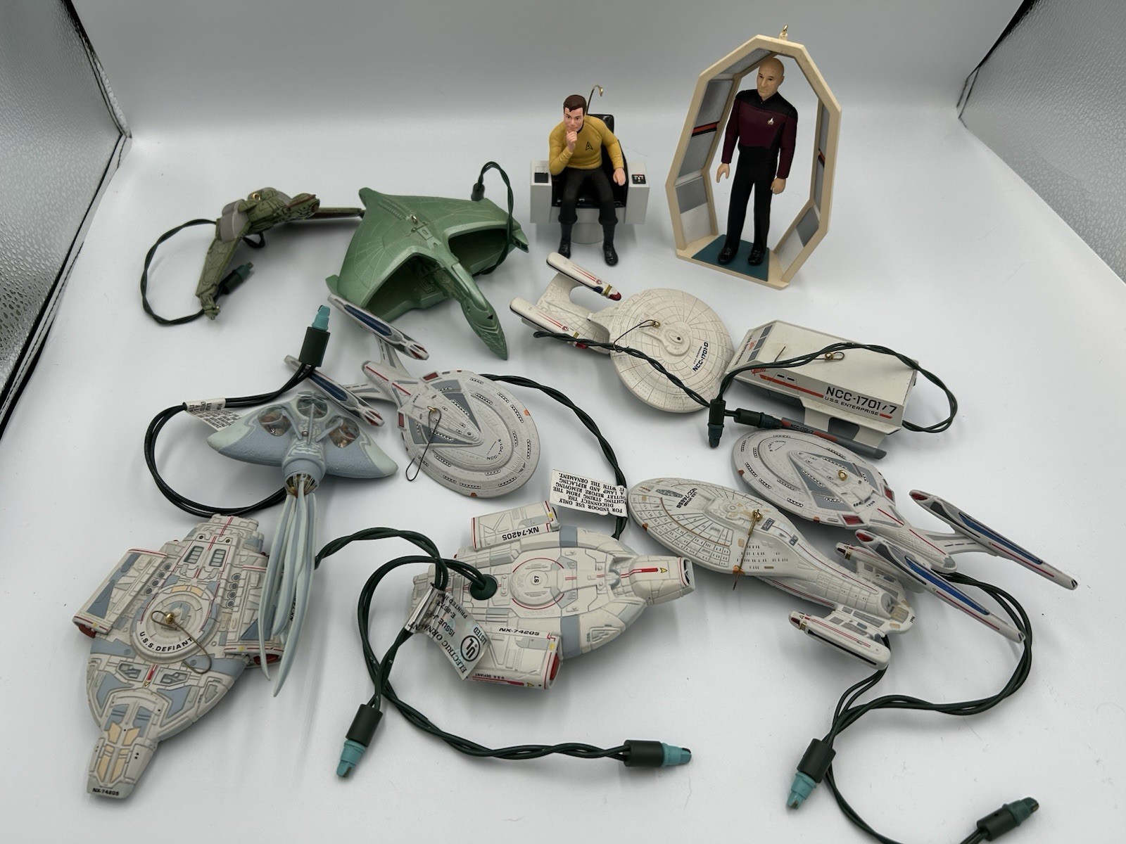 Vintage Star Trek Lot of 12 Ornaments Hallmark Keepsake Magic Light-up TESTED