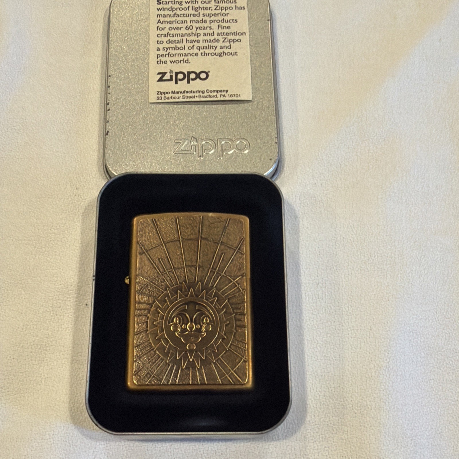 NEW ZIPPO LIGHTER B231 PWETER SUN Gold VINTAGE BARRETT SMYTHE