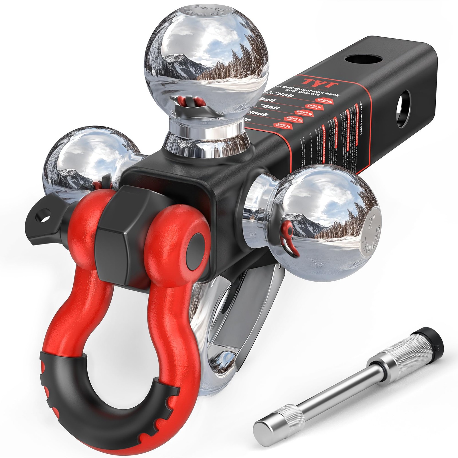 5-in-1 Tri-Ball Hitch Ball Mount for 2-Inch Receiver, 10,000 lbs GTW