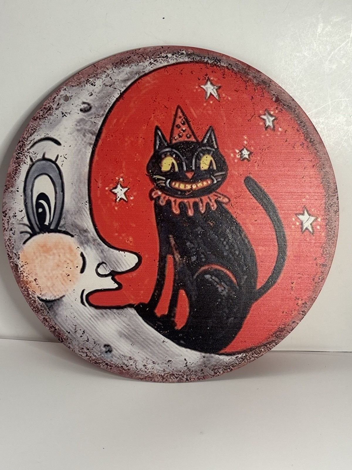 Halloween Anthropomorphic VINTAGE STYLE Moon Cat Acrylic Sign Wall Decor 8
