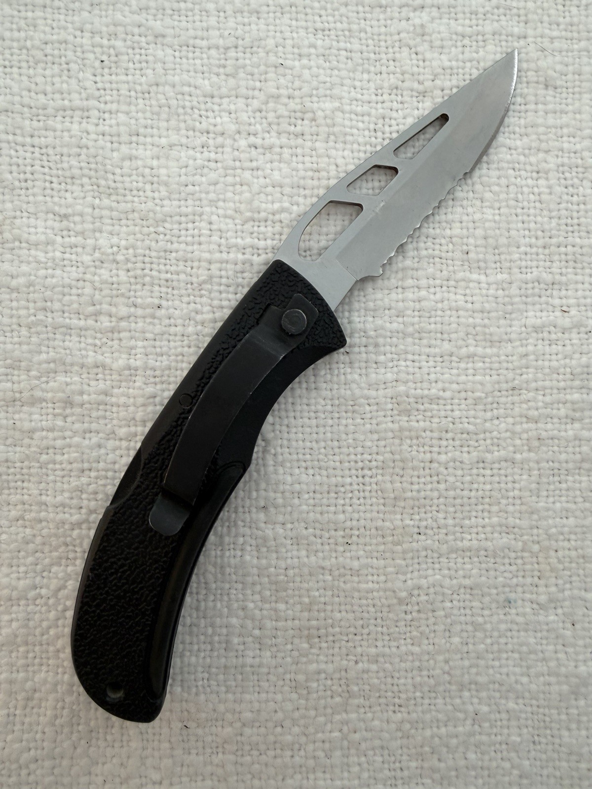 Gerber E-Z Out Skeleton 06751 Folding Knife Serrated USA Made Black Early Mod G9