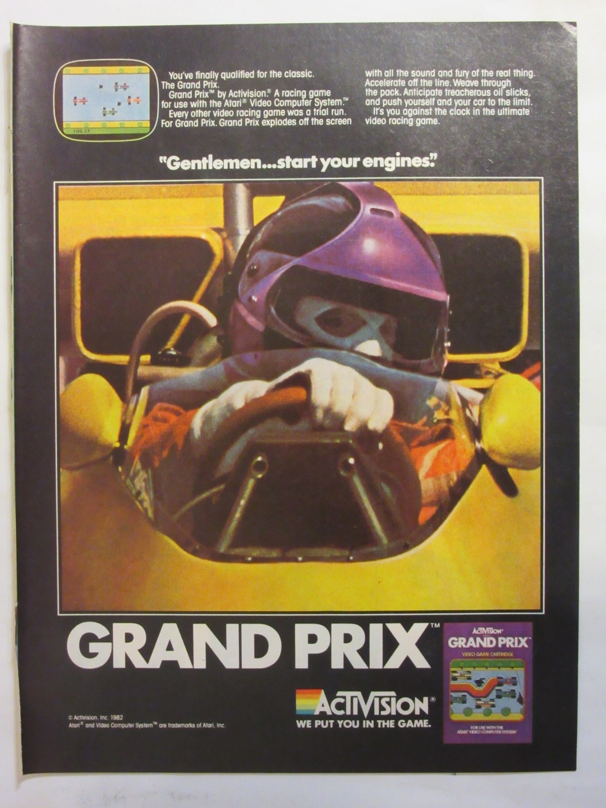 - 1982 Activision GRAND PRIX Original Print Ad 8 x 10.5