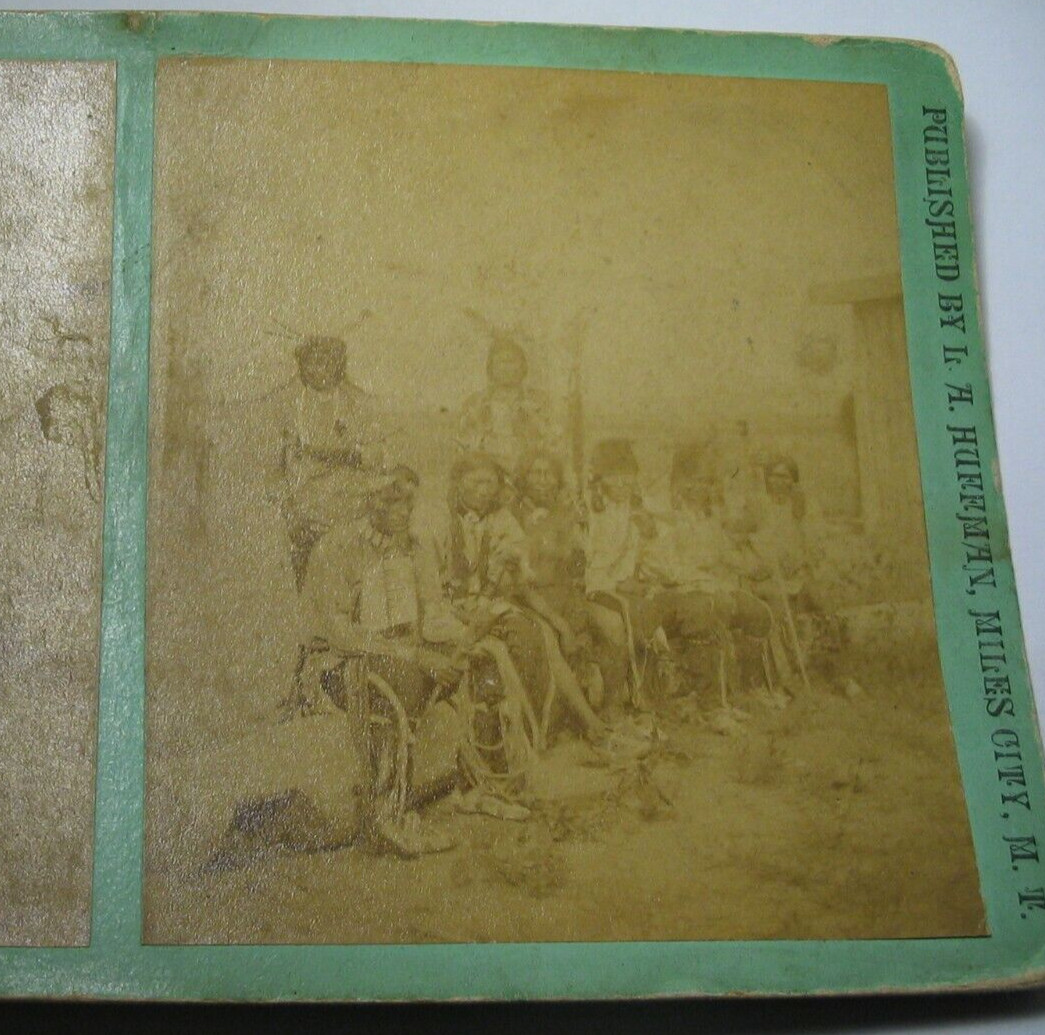 Native American Stereoview Photo Indian Head Warrior L.A. Huffman  Montana