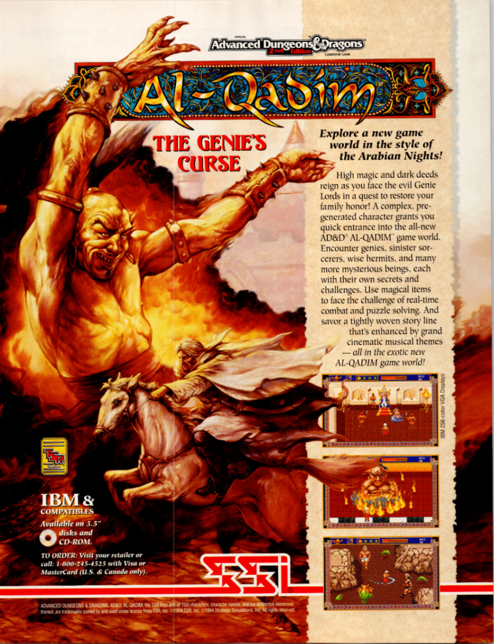 AD&D Al-Qadim The Genie's Curse SSI Vintage 1994 Computer Game Magazine Ad