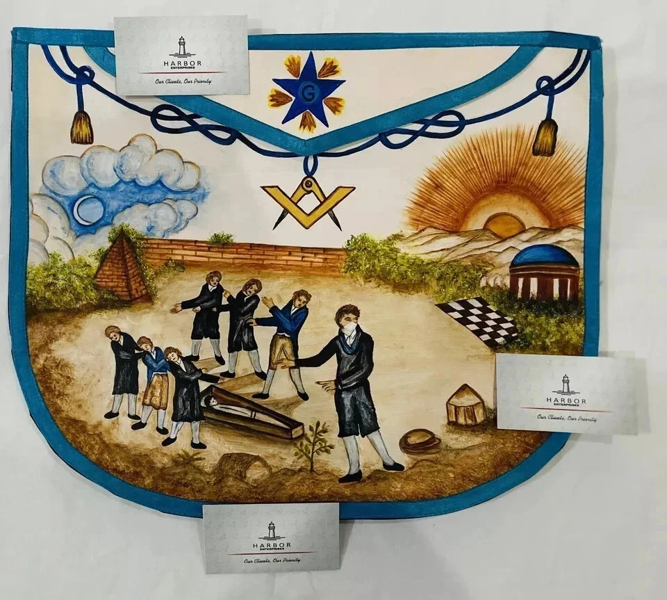 Masonic Hand Painted Custom Apron Handcrafted Freemason Artistic Regalia 