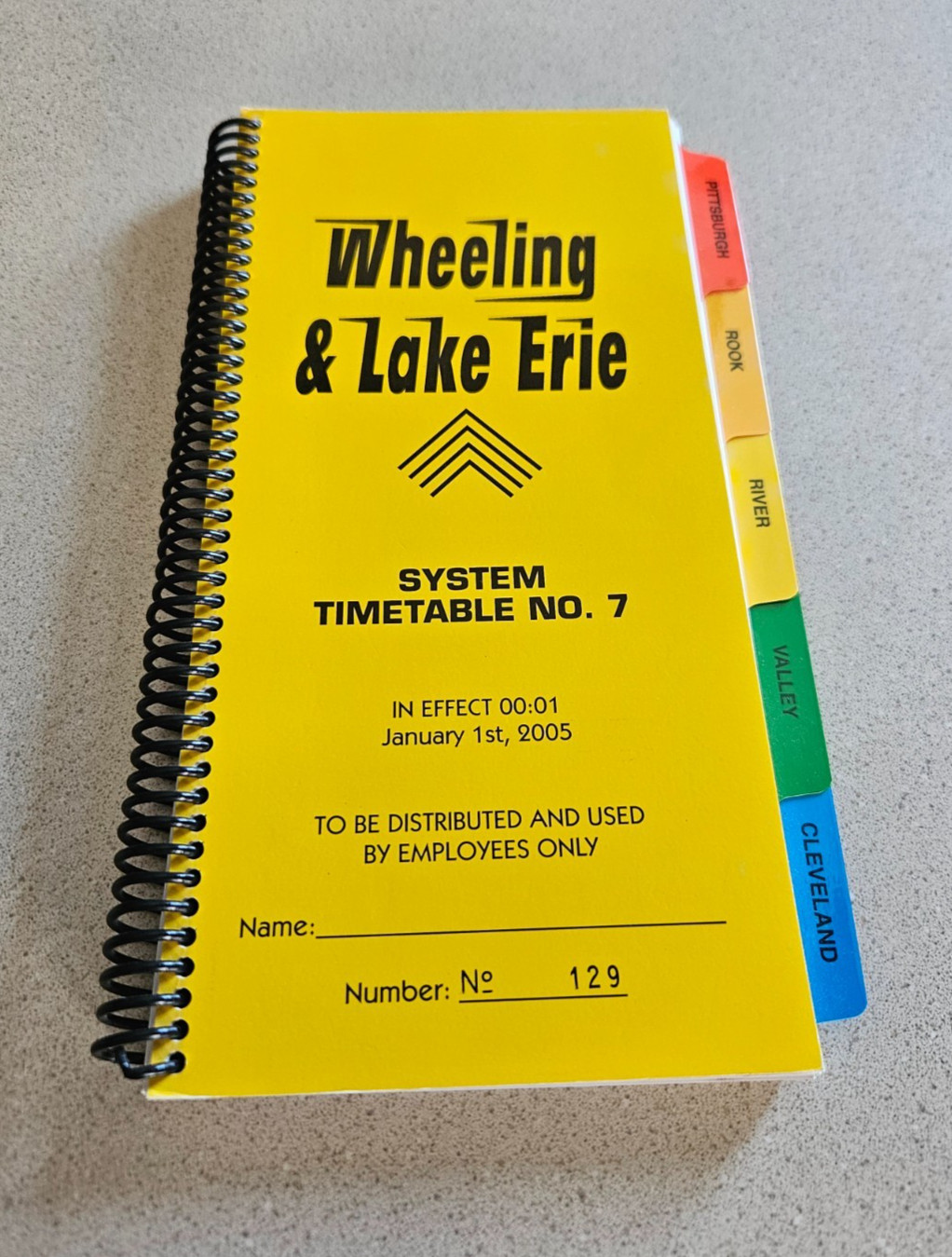 Wheeling & Lake Erie Railroad System Timetable # 7 January 2005