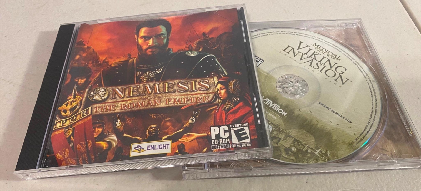 Lot Of 2 CD Rom Games Nemesis  Roman Empire & Medieval Total War Viking Invasion