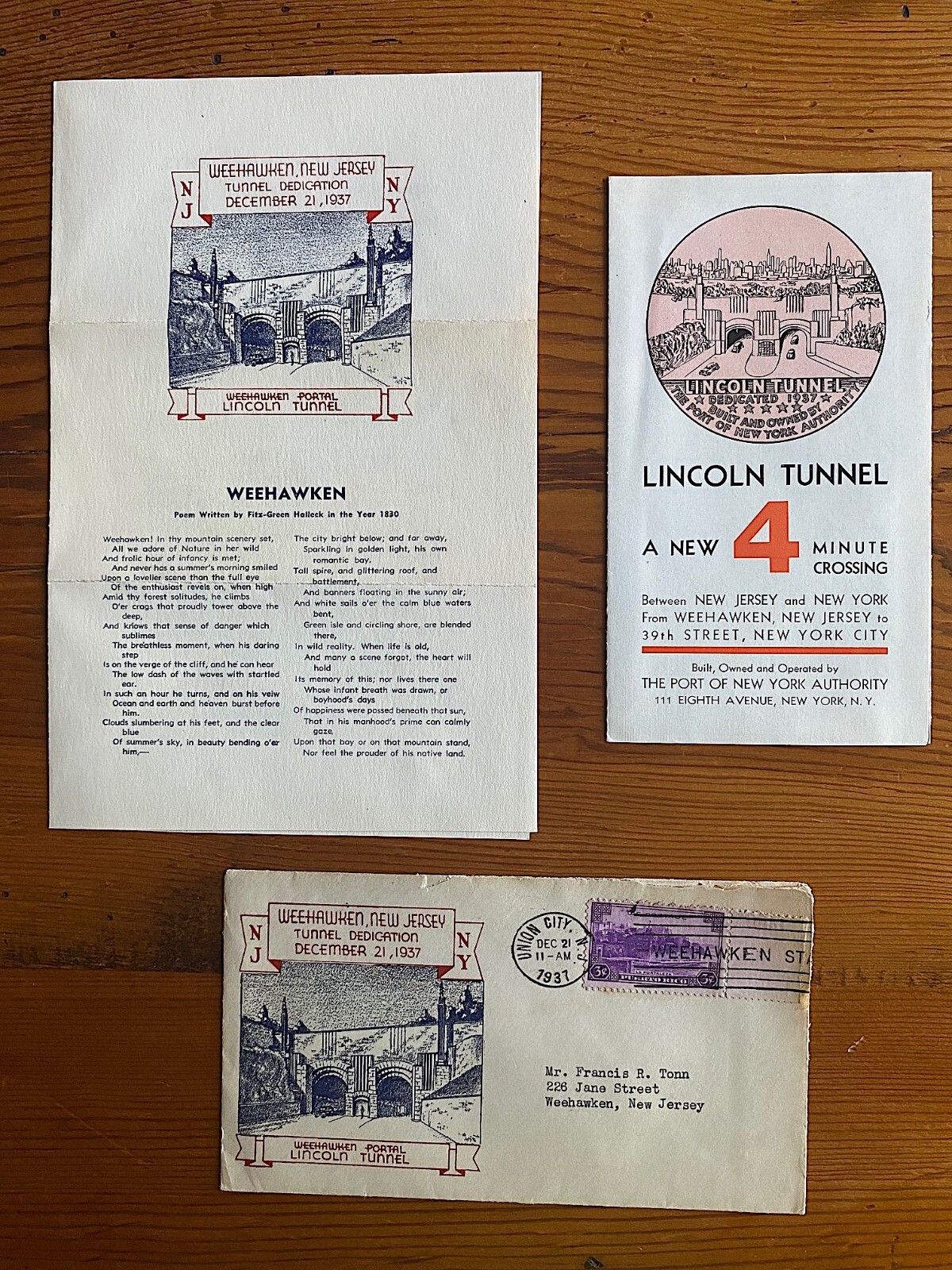 Lincoln Tunnel Opening Dedication New York City 1937 Pamphlet Brochure & Cover