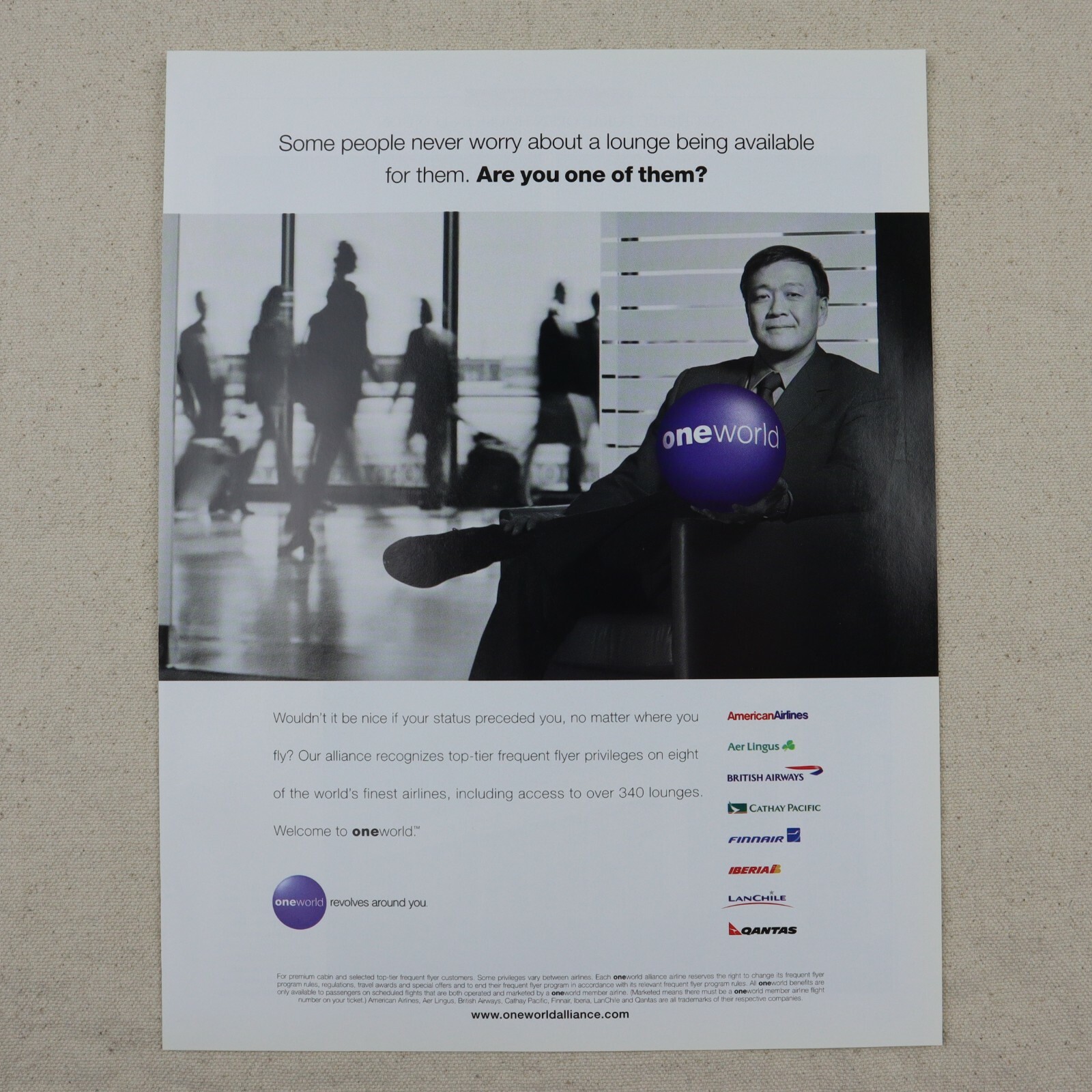 1998 One World Print Ad Paper Magazine Clipping Vintage 90s Frequent Flyer Mile