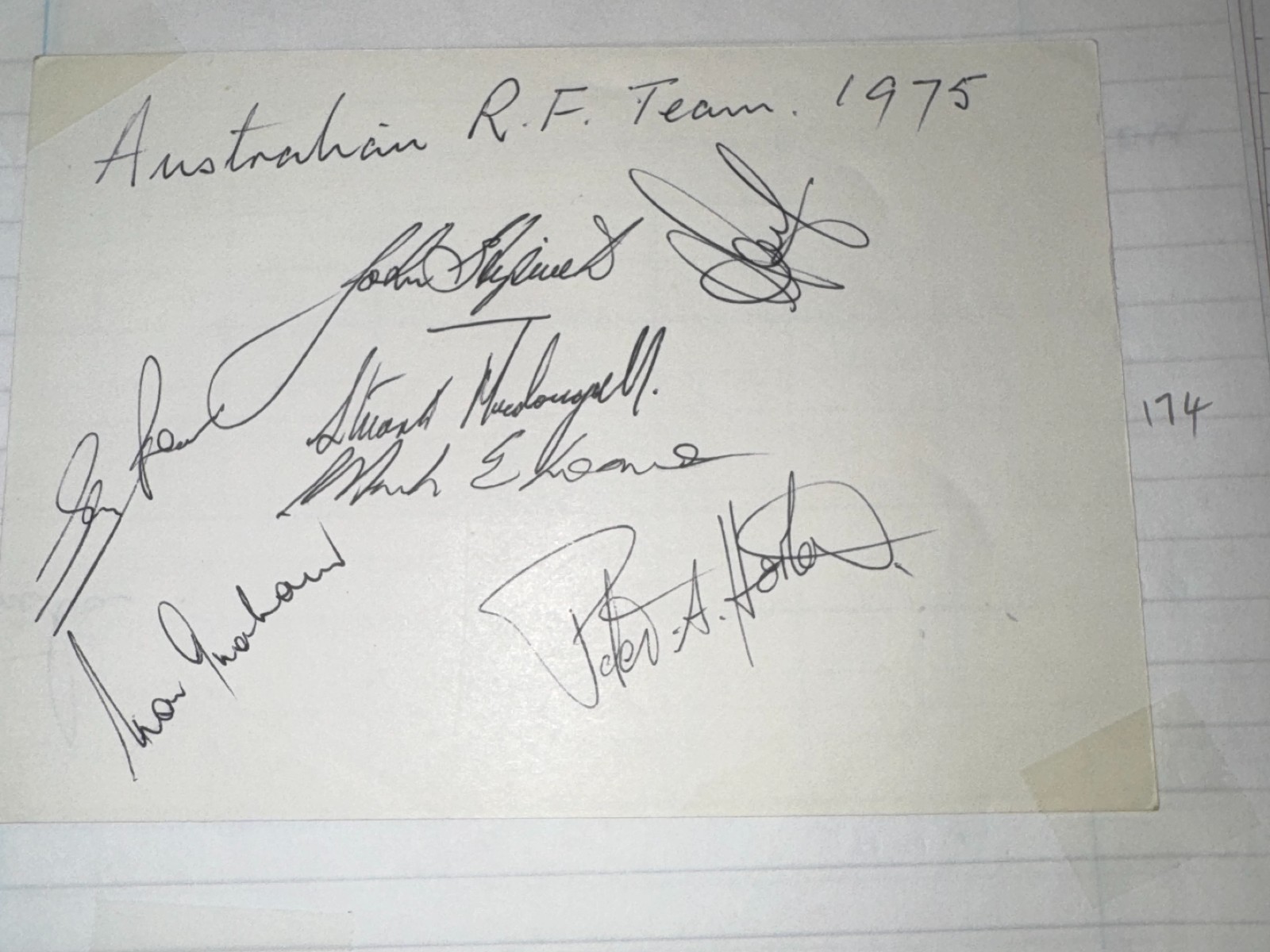 7x Australian Rugby Football Wallabies Team Autographs 1975
