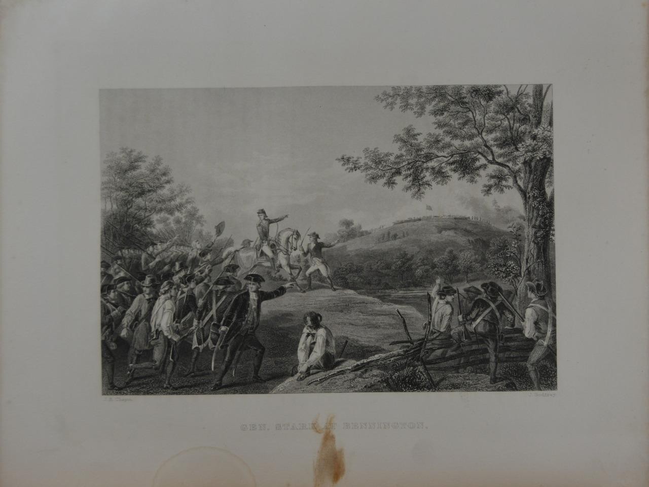Antique American Revolutionary War Battle of Bennington 1878 Original Engraving