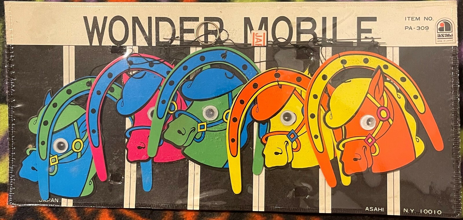 Vintage Wonder Mobile 🎠 Asahi Japan NOS Horse Horseshoe Googly Eye Mobile