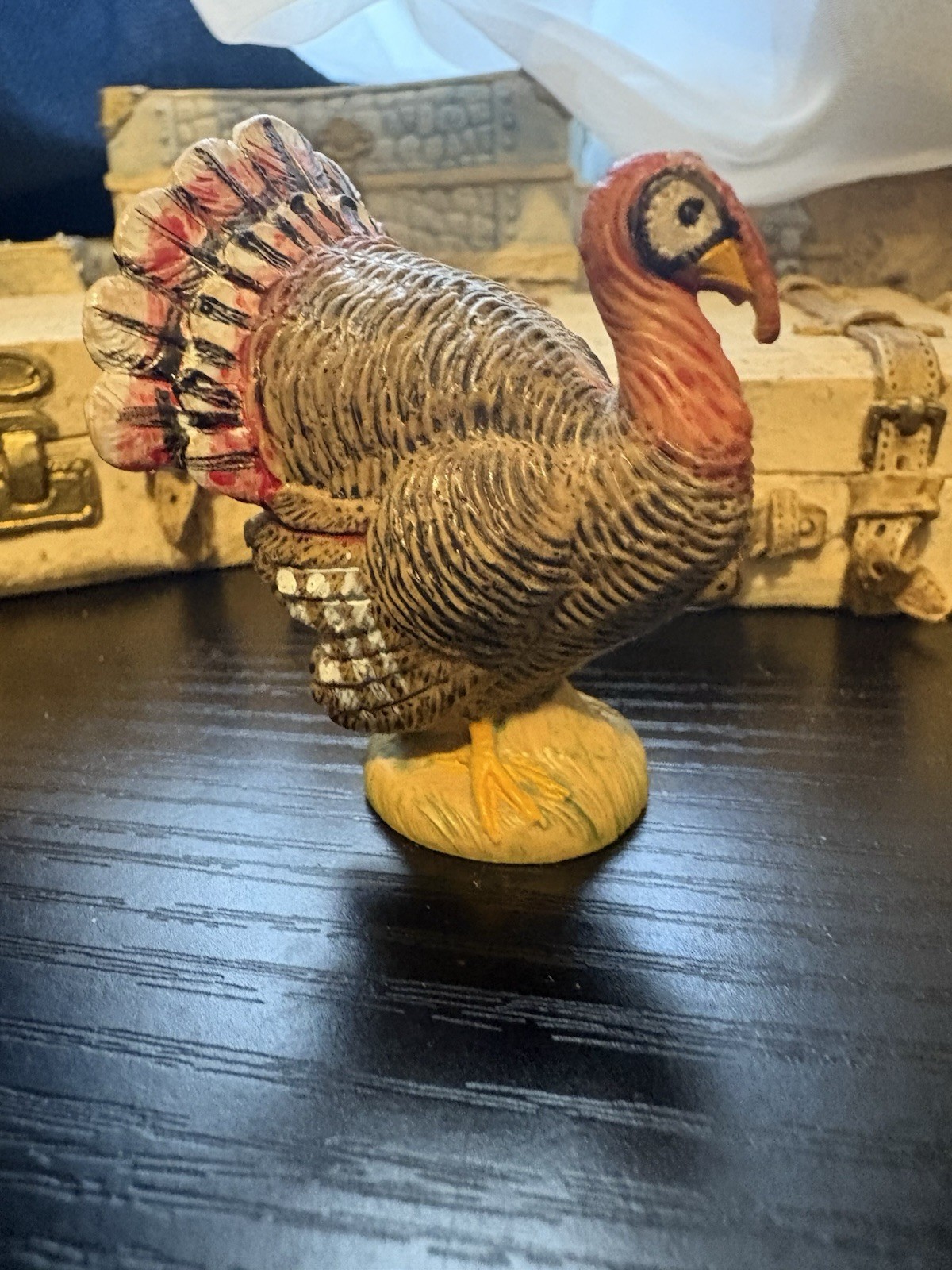 Vintage Miniature Turkey Figurine Made in Italy Thanksgiving Fall 2 In