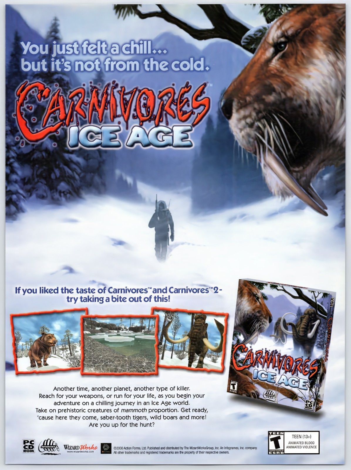 Carnivores Ice Age - PC Game - Vintage Original Print Ad/Poster Promo Art 2000
