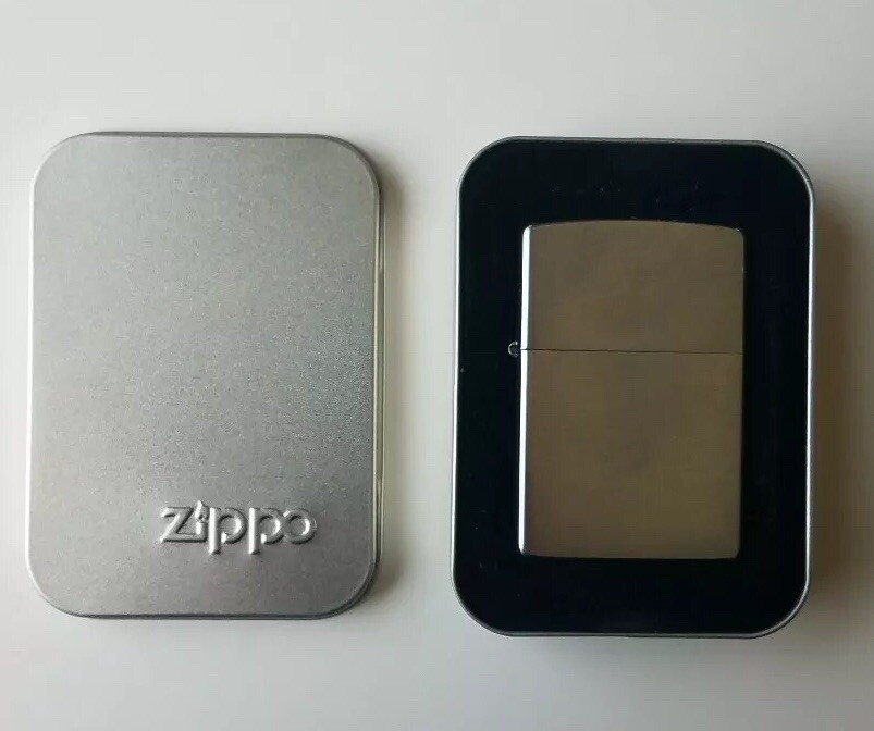 VINTAGE Zippo Lighter Plain Brushed Silver w Original Box and Literature c 2000s