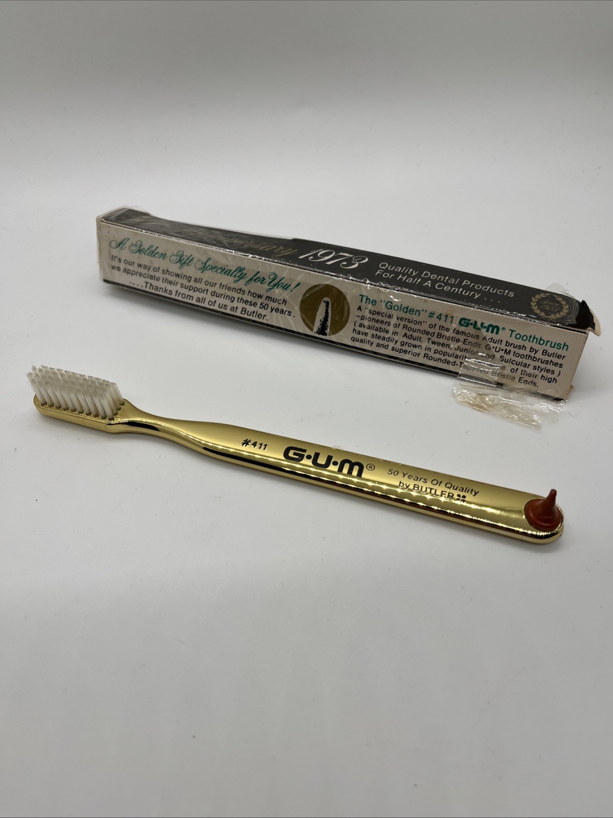 Vintage Butler Gold Anniversary Toothbrush 1973 GUM Giveaway To Dentists  Pharma