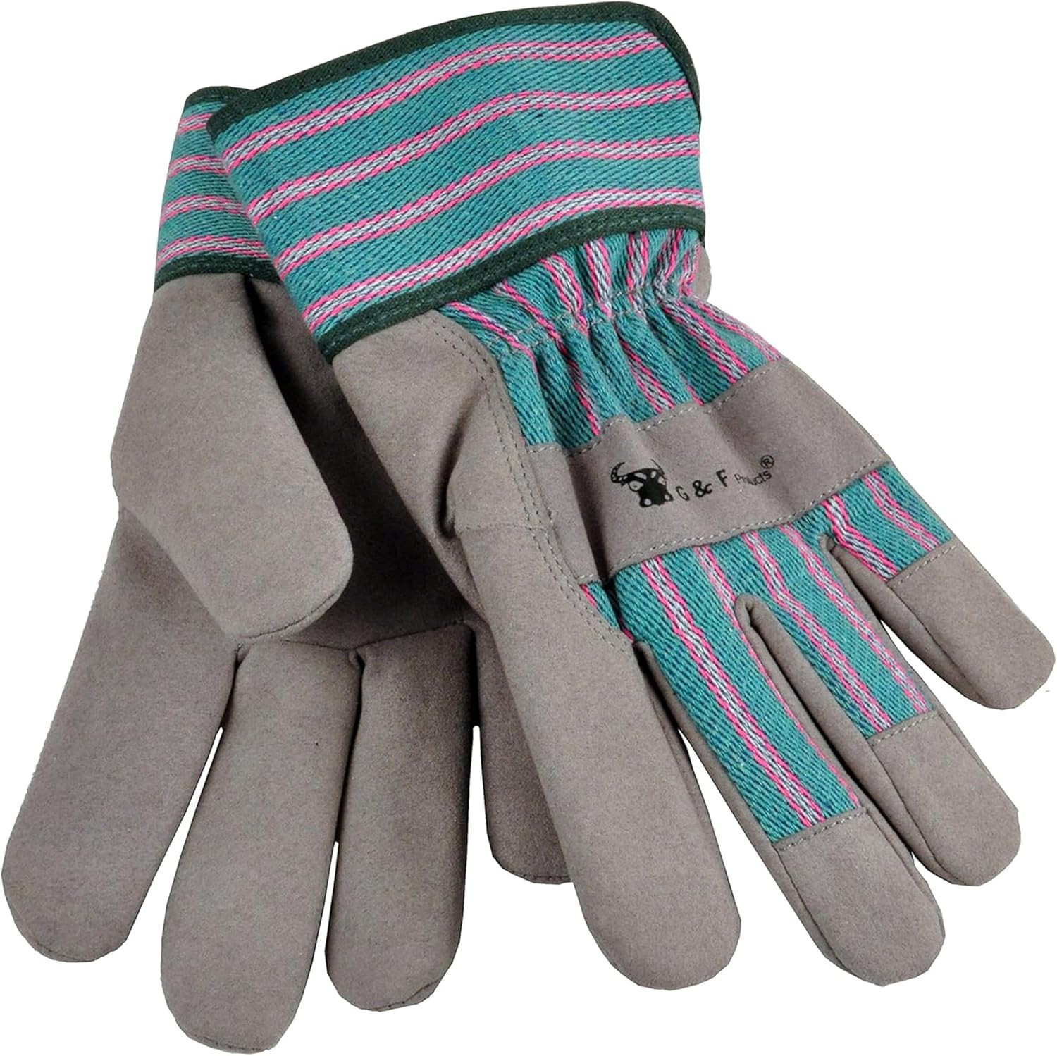 JustForKids Kids Garden Work Gloves Soft Cotton or Synthetic Leather, Dirt-Re...