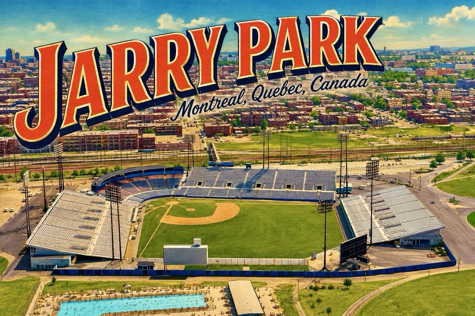 JARRY PARK Montreal, Quebec, Canada MODERN Postcard Baseball Stadium Expos C780