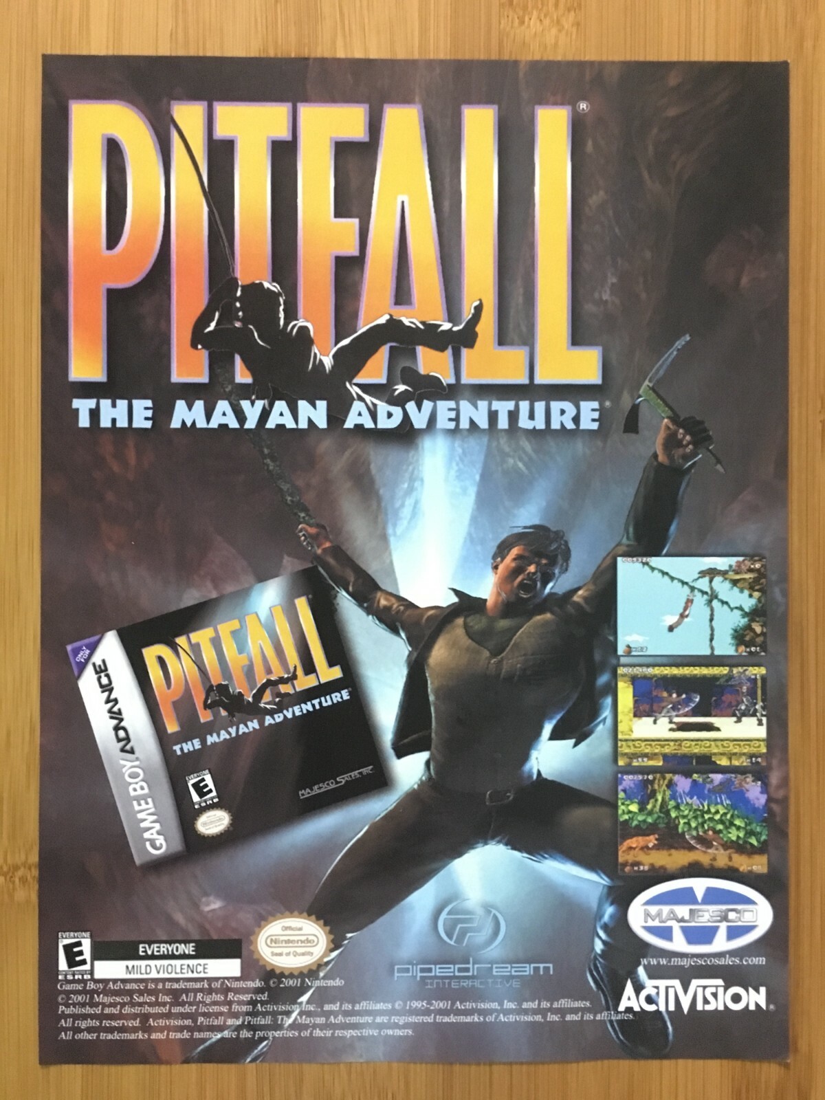 Pitfall: The Mayan Adventure GBA 2001 Vintage Print Ad/Poster Official Promo Art