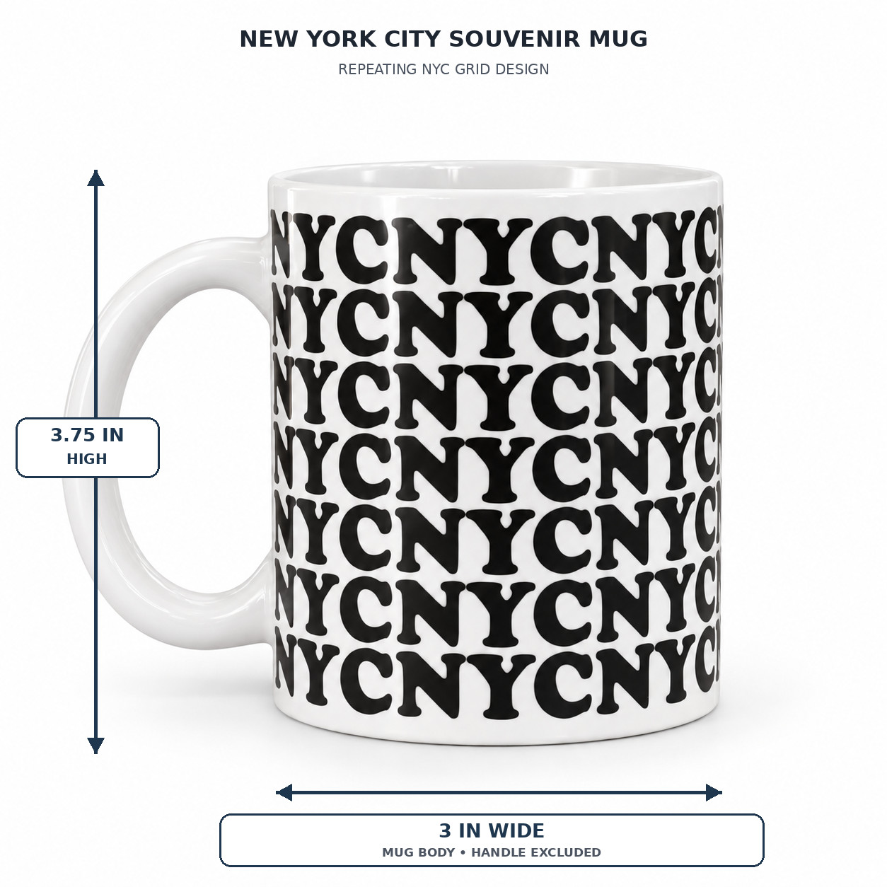 Vintage New York City Coffee  Black White New York City NYC Grid Pattern Ceramic