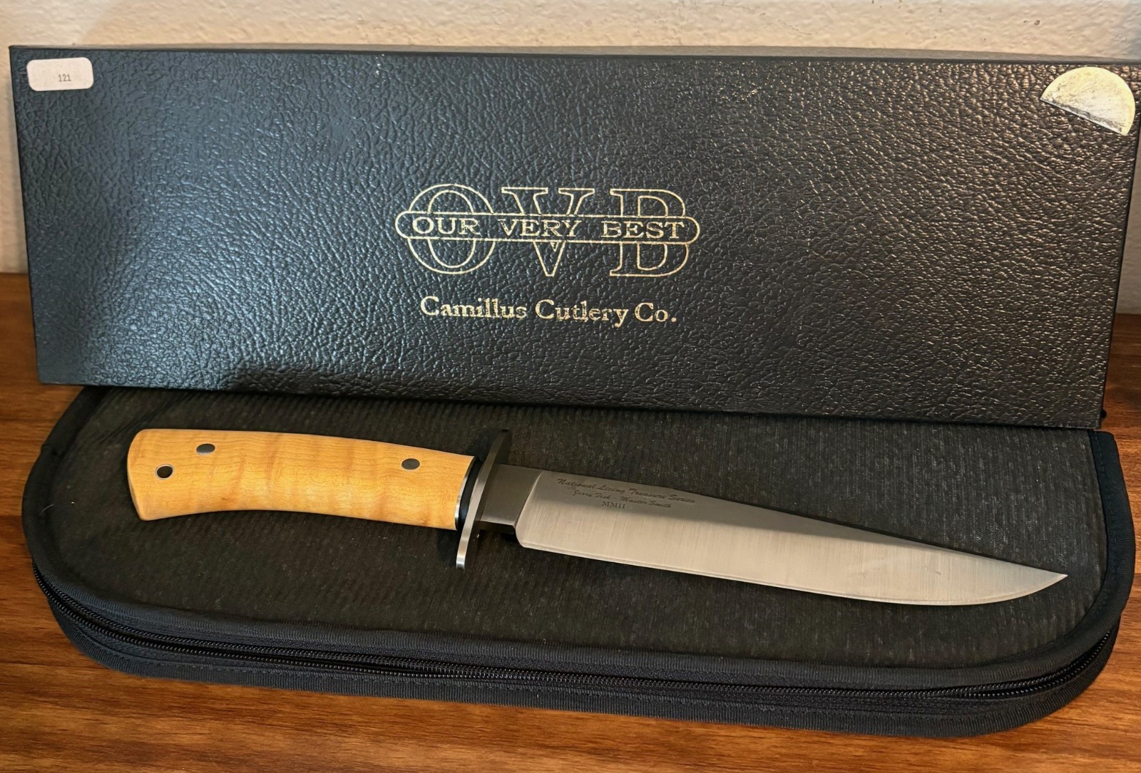 CAMILLUS Jerry Fisk OVB Presentation Bowie Knife  2002 #121/300,   NEW IN BOX