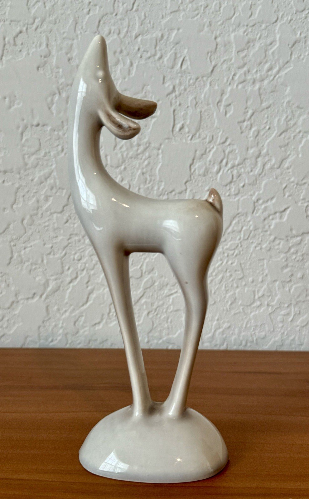 Vtg MCM Roselane Pottery Pasadena Deer Figurine 1950s Cream RARE