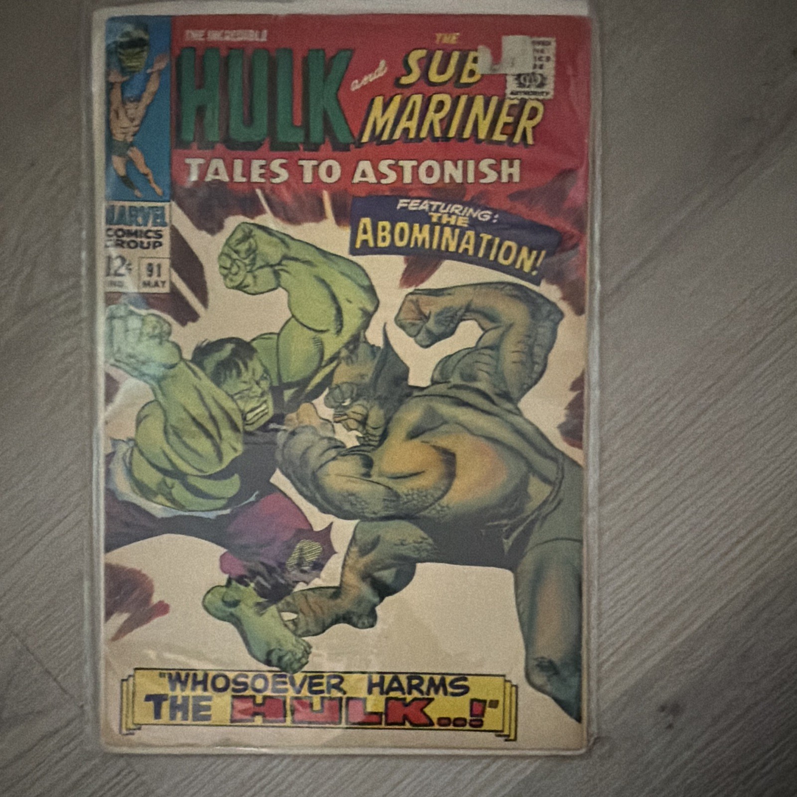 Marvel the Hulk and Sub-Mariner Tales to Astonish #91 1967 2nd Appearance
