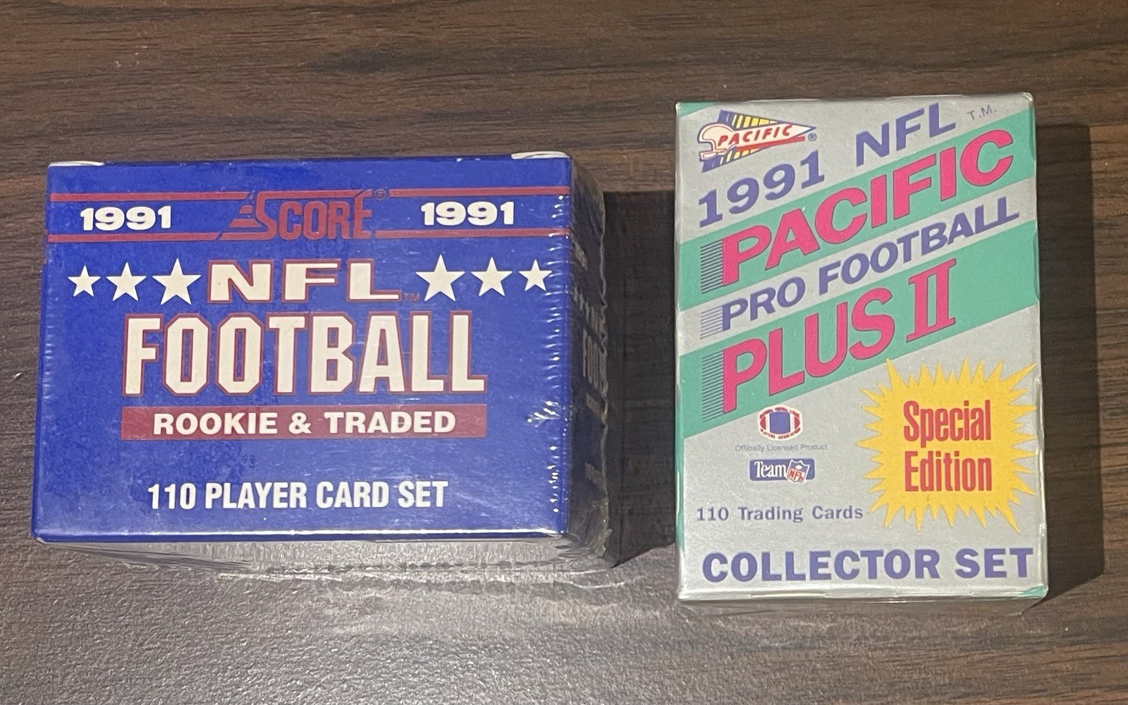1991 SCORE NFL FOOTBALL ROOKIE & TRADED SET + 1991 PACIFIC PLUS II SET SEALED
